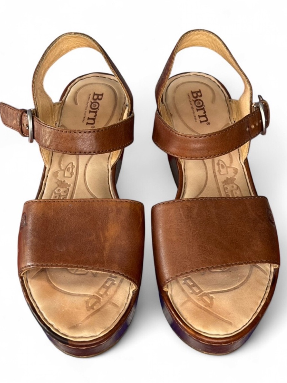Women’s B.O.C Born Copper Brown Leather Daily Casual Wedge Sandals Size 9 M
